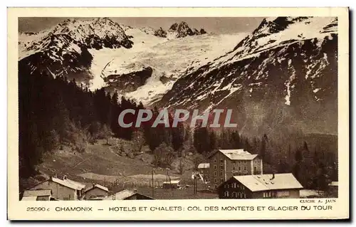 Cartes postales Chamonix Hotels Et Chalets Col Des Montets et glacier du Tour