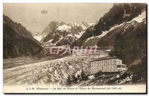 Cartes postales Chamonix Mont Blanc La Mer de glace et L Hotel du Montanvert