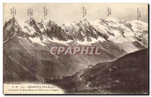 Cartes postales Chamonix Mont Blanc Le massif du Mont Blanc et l hotel de la Flegere