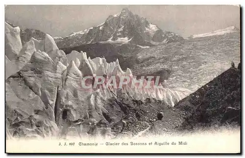 Cartes postales Chamonix Glacier des Bossons et Aiguille du Midi