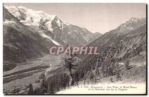 Cartes postales Chamonix Les Praz le Mont Blanc et le Brevent vus de la Flegere