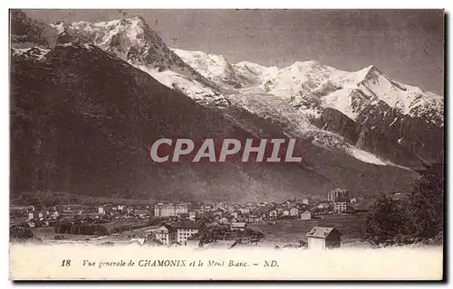 Cartes postales Chamonix Vue Generale et le Mont Blanc