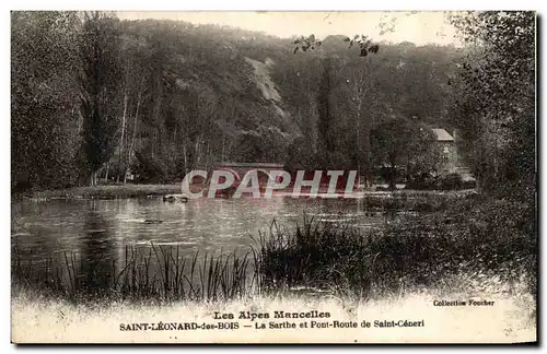 Ansichtskarte AK Saint Leonard des Bois La Sarthe et Pont Route de Saint Ceneri