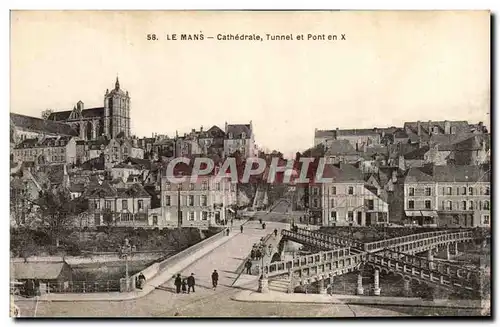 Cartes postales Le Mans Cathedrale Tunnel et pont en X