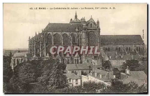 Ansichtskarte AK Le Mans La Cathedrale St Julien La Rosace