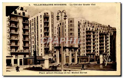 Cartes postales Villeurbanne Moderne La Cite des Gratte Ciel place Albert Thomas et rue Michel Servat