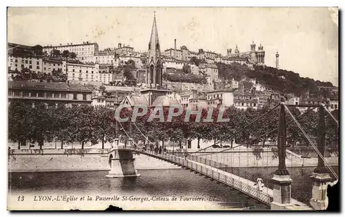 Ansichtskarte AK Lyon L Eglise Et La Passerelle St Georges Coteau De Fourviere