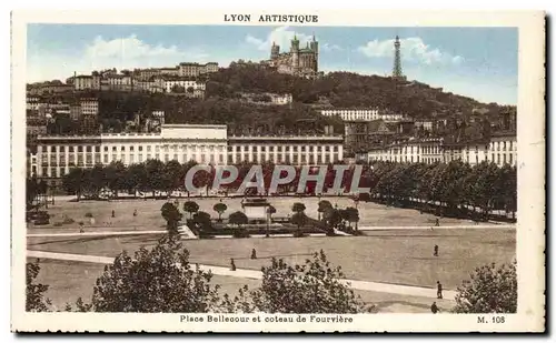 Cartes postales Lyon Artistque Place Bellecour et Coteau De Fourviere