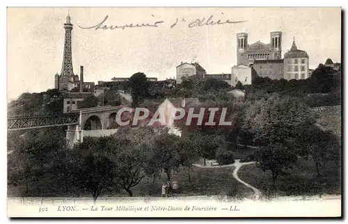 Ansichtskarte AK Lyon La Tour Metallique et Notre Dame de Fourviere