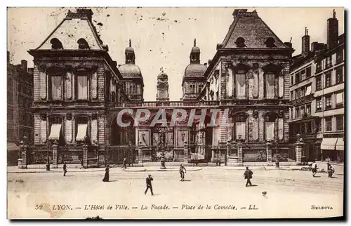 Ansichtskarte AK Lyon L Hotel De Ville Le Facade Place de La Comedie