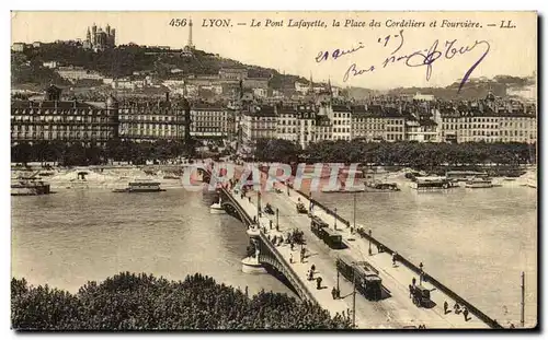 Ansichtskarte AK Lyon Le Pont Lafayette La Place des Cordeliers et Fourviere