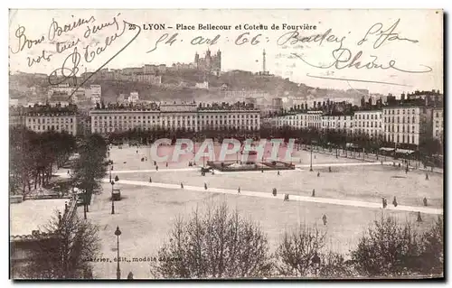 Cartes postales Lyon Place Bellecour et Coteau de Fourviere