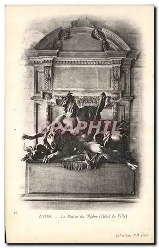 Cartes postales Lyon La Statue du Rhone Hotel de ville Lion Neptune