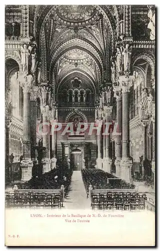 Cartes postales Lyon Interieur de La Basilique De N D De Fourviere Vue de l entree