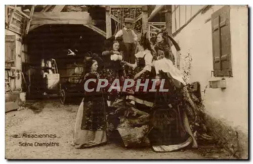 Cartes postales Alsaciennes Scene Champetre Folklore Costume Coiffe