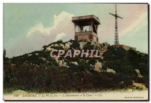 Ansichtskarte AK Lourdes Le Pic du Jer L Observatoire et La Croix