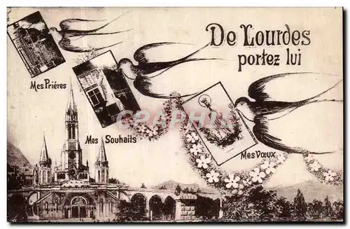 Cartes postales Lourdes portez lui Hirondelles