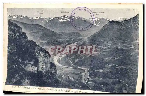 Cartes postales Lourdes La Vallee d Argeles et la Chaine des