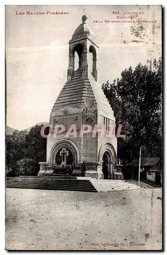 Ansichtskarte AK Lourdes Monument de la Reconnaissance interallie