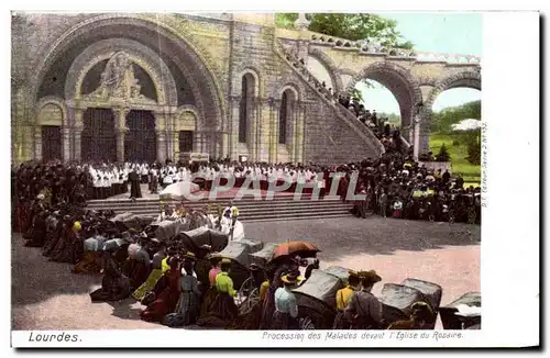 Ansichtskarte AK Lourdes Procession Des Malades Devant L Eglise Du Rosaire