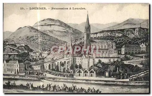 Cartes postales Lourdes Procession a Lourdes