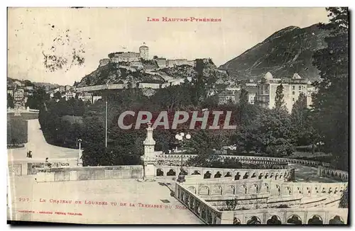 Cartes postales Lourdes Le Chateau de Lourdes vu de la terrasse du rosaire