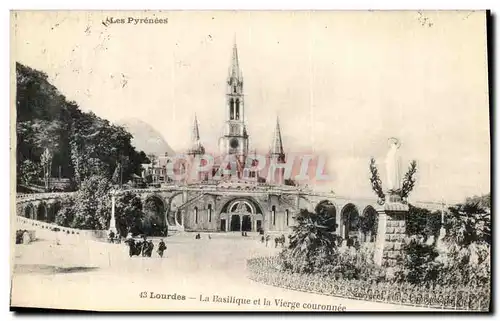 Cartes postales Lourdes La Basilique et la Vierge Couronnee