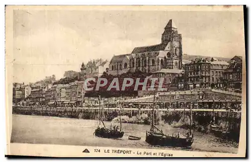 Cartes postales Le Treport Le Port et l Eglise Bateaux