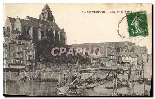 Cartes postales Le Treport L Eglise et le Port Bateaux