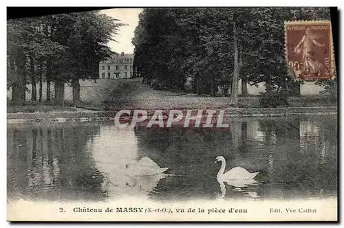 Ansichtskarte AK Chateau De Massy Vu de la Piece d eau Cygnes