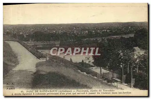 Cartes postales Parc de Saint Cloud Panorama jardin du Trocadero