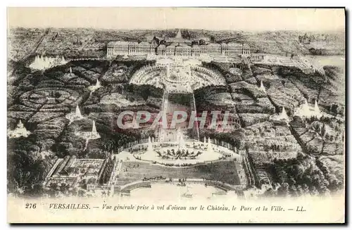 Cartes postales Versailles Vue Generale Prise a Vol D oiseau Sur Le Chateau