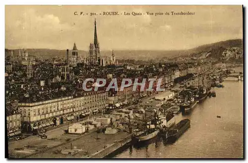 Cartes postales Rouen Les Quais Vue Prise du Transbordeur Bateaux