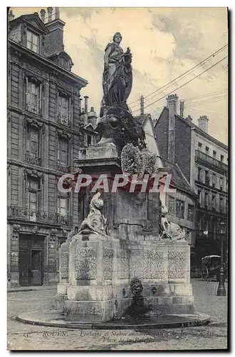 Cartes postales Rouen Fontaine et Statue de Jeanne d arc Place de la pucelle