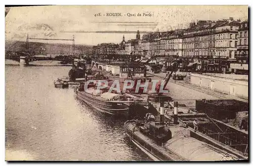 Cartes postales Rouen Quai De Paris Bateaux