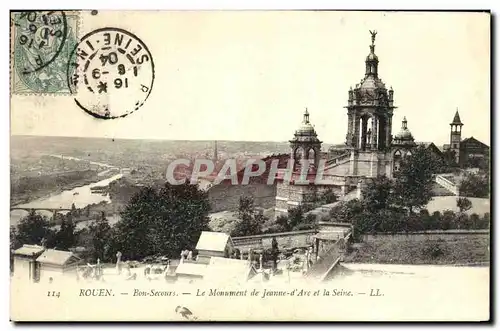 Ansichtskarte AK Rouen Bon Secours Le Monument de Jeanne D Arc et La Seine