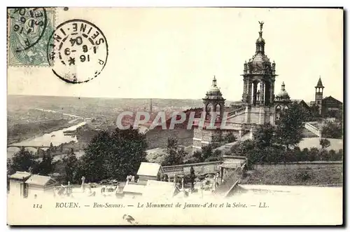 Cartes postales Rouen Bon Secours Le Monument de Jeanne D Arc et La Seine