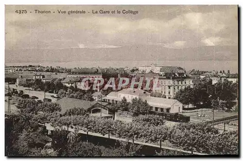 Ansichtskarte AK Thonon Vue Generale La Gare et le College Train