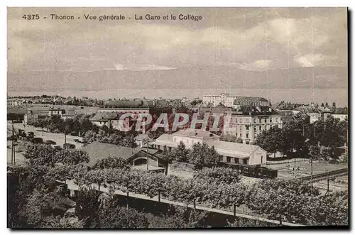 Cartes postales Thonon Vue Generale La Gare et le College Train