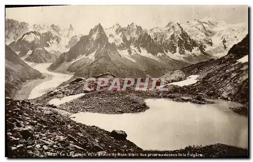 Ansichtskarte AK Le lac blanc et la chaine du Mont Blanc vue prise au dessus de la Flegere