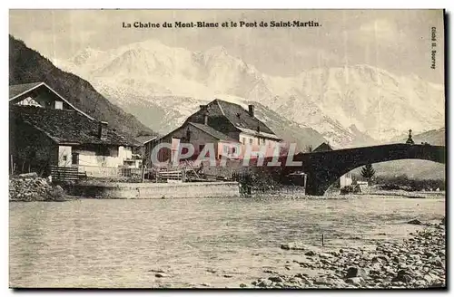 Cartes postales La Chaine du Mont Blanc et le Pont de Saint Martin