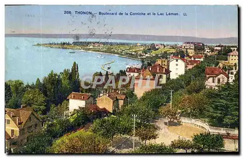 Cartes postales Thonon Boulevard de la Corniche et le Lac Leman