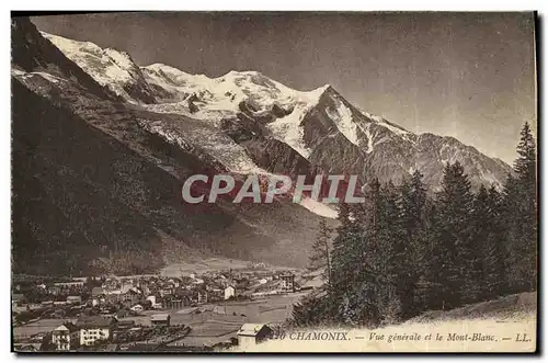 Cartes postales Chamonix Vue Generale et le Mont Blanc