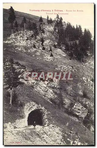 Cartes postales Tramway d Annecy a Thones Route des Aravis Tunnel des Tournants