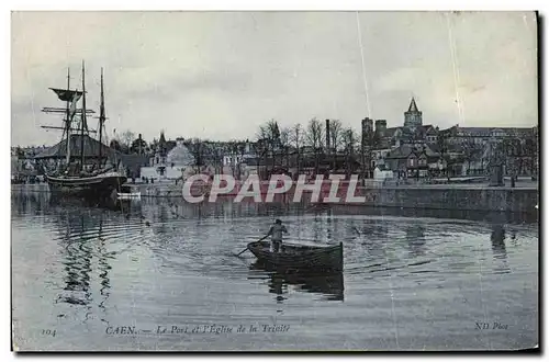 Cartes postales Caen Le Port Et L Eglise Bateaux