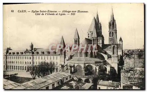 Cartes postales Caen Eglise Saint Etienne Abbaye Aux Hammes Cote de l Abside et Lycee