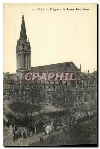 Cartes postales Caen L Eglise et Le Square Saint Pierre