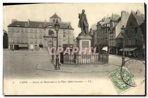 Ansichtskarte AK Caen Statue de Beaumont et le Place Saint Sauveur