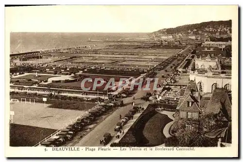 Ansichtskarte AK Deauville La Plage Fleurie Les Tennis et le Boulevard Cornuche