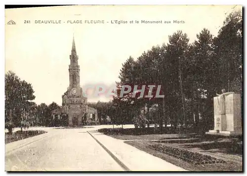 Cartes postales Deauville Plage Fleurie L Eglise et Le Monument aux Morts